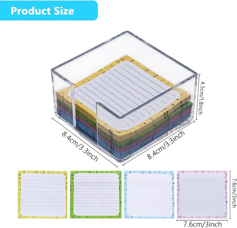 Nolcha Acrylic Sticky Note Holder - 3 x 3 Sticky Note Dispenser with 4 Sets of Colored Sticky Notes for Office and Home Desktop Organizer - Image 2